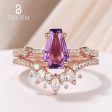 AAA Amethyst Coffin Wedding Rings Set for Women Purple Crystal Feb Birthstone Coffin Cocktail Ring Jewelry Fashion