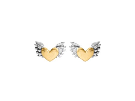 Chubby Winged Heart Earrings Discount