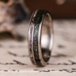 (In-Stock) Custom Men s Titanium Wedding Band with Meteorite Dust & Flower Inlays - Size 8.5 | 5mm Wide Sale