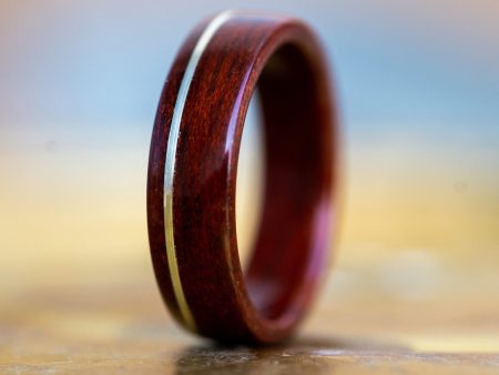 (In-Stock) Bloodwood Ring with Offset Sterling Silver - Size 11.25 | 7mm Wide For Cheap