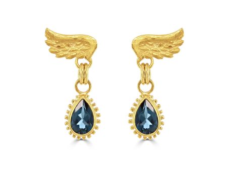 London Blue Topaz Drop Venetian Wing Earrings on Sale