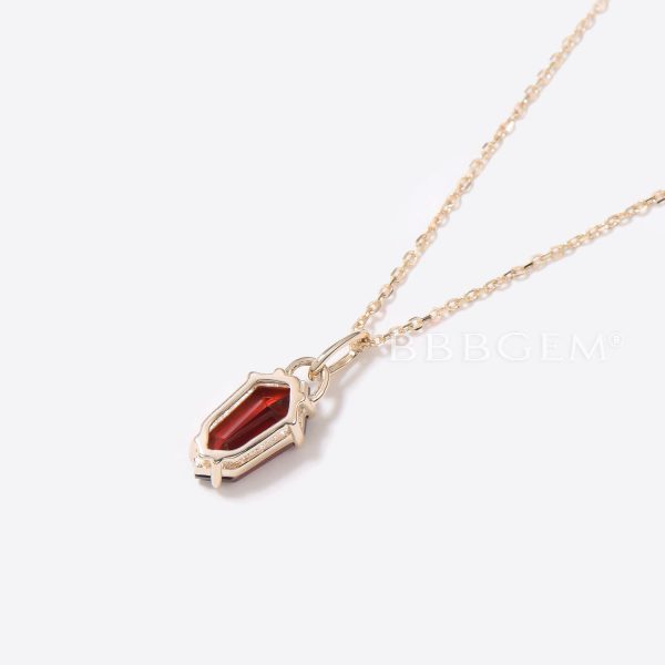 Shield Cut Garnet Pendant Red Gemstone Solitaire Necklace For Discount