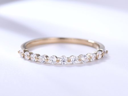 2mm Classic Moissanite Diamond Wedding Band Half Eternity Ring Online now