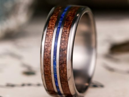 (In-Stock) Custom Men s Titanium Lapis Lazuli Stone & 1903 Springfield Rifle Ring - Size 9.25 | 8mm Wide Fashion