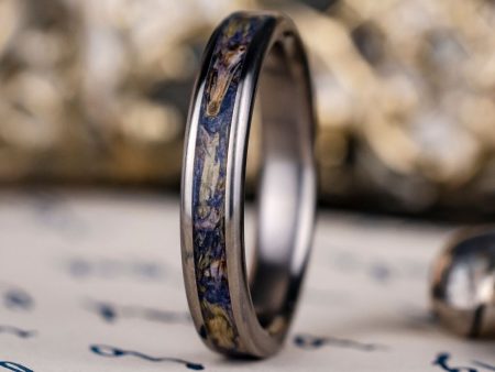 (In-Stock) The Cassatt | Women s Lavender and Titanium Floral Ring - Size 7.5 | 4mm Wide Supply