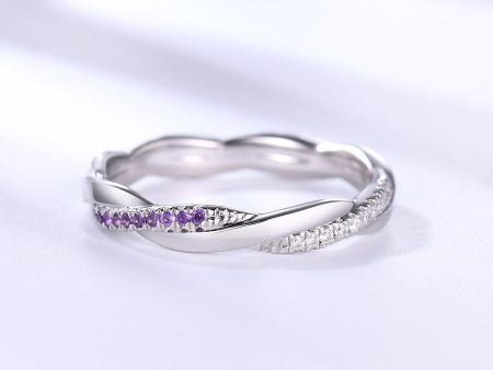 Twisted Amethyst Moissanite White Gold Wedding Band Full Eternity Ring For Women Online Sale