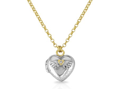 Winged Heart Diamond Love Locket For Discount