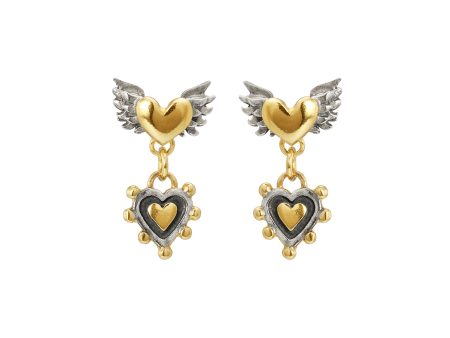 Winged & Sacred Heart Drop Earrings Fashion