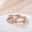 Unique 6x9mm Pear Shaped  Morganite Engagement Ring Set Coffee Drill Fashion