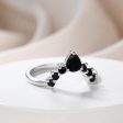 Women Stacking Band Pear Black Onyx Spinel Curved Wedding Band Supply