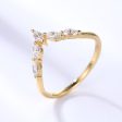 Yellow Gold Marquise Moissanite Wedding Ring Curved Chevron Matching Band for Women Hot on Sale