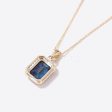 2CT Emerald Cut Blue Sapphire Necklace Halo Diamond Wedding Necklace Discount