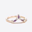 14k Gold Moissanite Amethyst Wedding Band 7 Stone Curved Matching Band Fashion