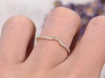 14K 18K Gold Diamond Wedding Ring,Half Eternity Curved Matching band on Sale