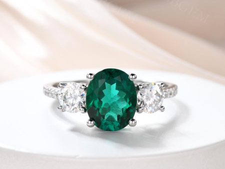 2.5 Carat Emerald Diamond Engagement Ring Moissanite Promise Ring 14K 18K White Gold Vintage Ring For Cheap