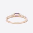 Baguette Cut Amethyst Wedding Band Three Stone Everyday Band for Family Mom Best Friend Hot on Sale