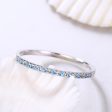 Blue Topaz and Diamond Wedding Rings 14k White Gold Thin Pave Half Eternity Band Anniversary Ring Online Hot Sale