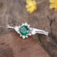 Minimaist Ring Natural Emerald Engagement Rings May Birthstone 5mm Round Zambian Emerald Online Hot Sale