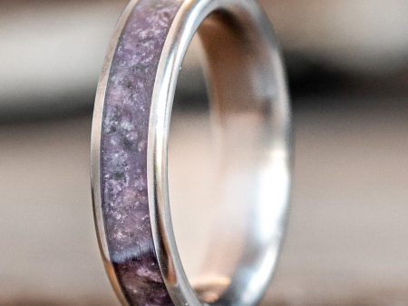 (In-Stock) Custom Amethyst and Titanium Ring - Size 4 | 4mm Wide Fashion