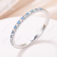 Blue Topaz and Diamond Wedding Rings 14k White Gold Thin Pave Half Eternity Band Anniversary Ring Online Hot Sale