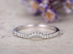 14K 18K Gold Diamond Wedding Ring,Half Eternity Curved Matching band on Sale