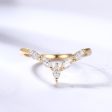 Yellow Gold Marquise Moissanite Wedding Ring Curved Chevron Matching Band for Women Hot on Sale