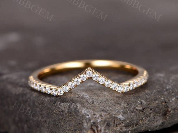 Curved Diamond Wedding Band Half Eternity Diamond Matching Stacking Band Fashion