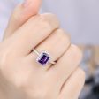 Natural 6x8mm Emerald Cut Amethyst Engagement Ring Diamond Wedding Ring 14k White Gold Halo Prong Set Supply