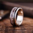 The Orion | Men s Gold Wedding Band with Meteorite & Elk Antler Sale