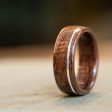 (In-Stock) Antique Walnut Wooden Ring w Offset Silver Inlay - Size 9.75 | 8mm Wide Supply