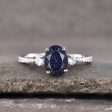 1.5 Carat Blue Sandstone Wedding Ring In White Gold Oval Cut Half Eternity Moissanite Stone Band Hot on Sale