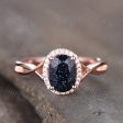 1.5CT Pink Gold Blue Sandstone Wedding Ring Diamond Halo Infinity Plain Gold Band Sale