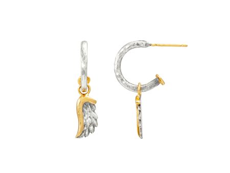 Tiny Hoop & Venetian Wing Drop Earrings For Cheap