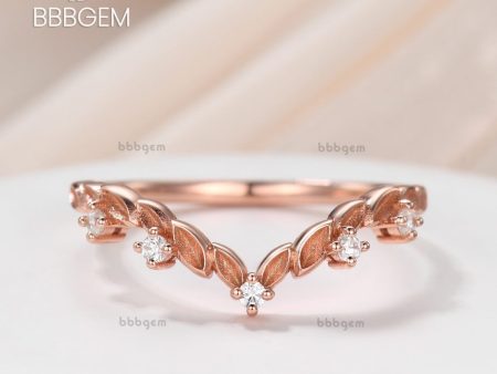 18K Rose Gold Over Silver Wedding Band Marquise Foliage Diamond Moissanite Leafy Women s Ring Anniversary Gift Supply