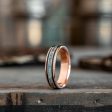 (In-Stock) Custom Men s 10k Rose Gold Whiskey Barrel & Turquoise Ring - Size 10.75 | 6mm Fashion