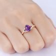 Vintage 6x8mm Oval Cut Amethyst Diamond Engagement Ring In Yellow Gold Cheap