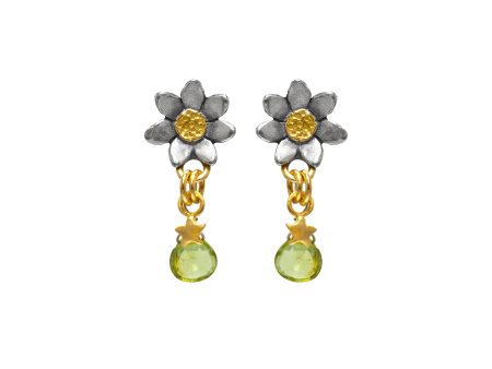 Classic Flower Stone Drop Earrings For Cheap