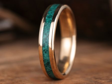 (In-Stock) Custom Men s Malachite 10k Yellow Gold Ring - Size 9.75 | 5mm Wide Online now