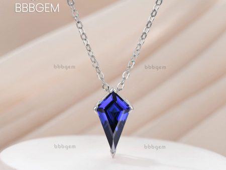 3ct Kite Shape Blue Sapphire Solitaire Pendant Necklace 14K Solid White Gold Neutral Jewelry Online now