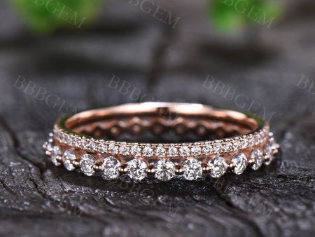 2MM Moissanite Full Eternity Band Solid Yellow Gold Antique Ring for Women Fashion