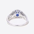 14K Gold Filigree Ring 1CT Round Blue Sapphire Engagement Ring Cheap