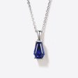 Coffin Cut Blue Sapphire Necklace 14k White Gold Wedding Pendant For Cheap