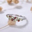 Birthstone Peridot Garnet Cluster Wedding Band White Gold Ring Multi-Color Band Hot on Sale