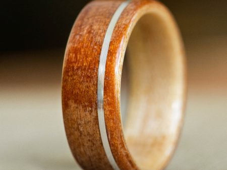 (In-Stock) Black Cherry Wood Ring with Natural Maple Liner & Offset Sterling Silver - Size 9.5 | 8mm Wide Online Hot Sale