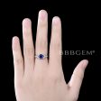 14K Gold Filigree Ring 1CT Round Blue Sapphire Engagement Ring Cheap