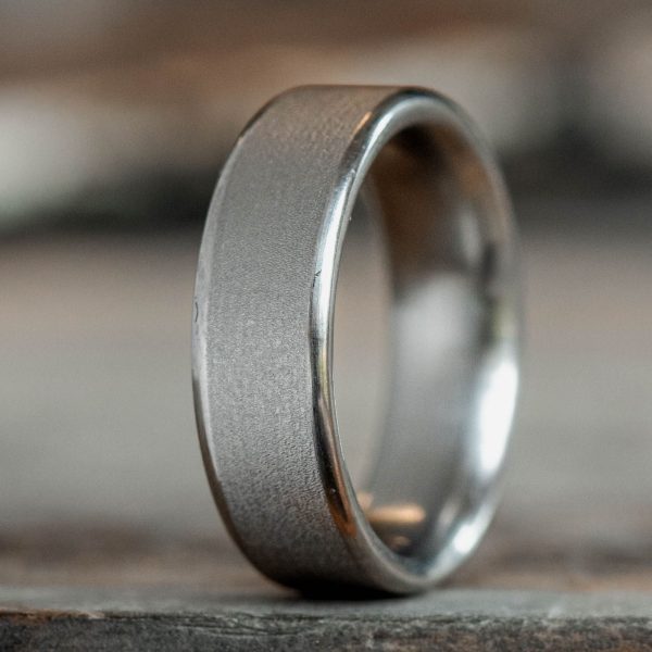 (In -Stock) The Aerodyne - Brushed Titanium Wedding Band - Size 4.75 | 6mm Wide For Discount