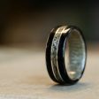 (In-Stock)  Weathered Whiskey Barrel Ring, Weathered Maple & Dual Sterling Silver - Size 8 | 8mm Wide Fashion