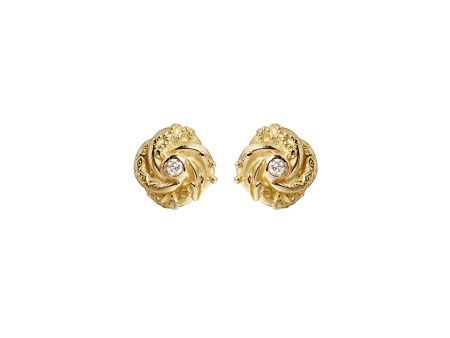 Tiny Algerian Loveknot Gold & Diamond Earrings For Discount