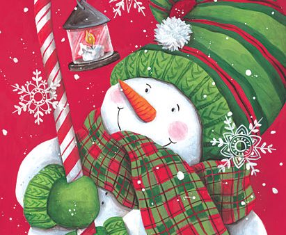 ART1254 - Snowman with Candy Cane Light - 12x16 on Sale